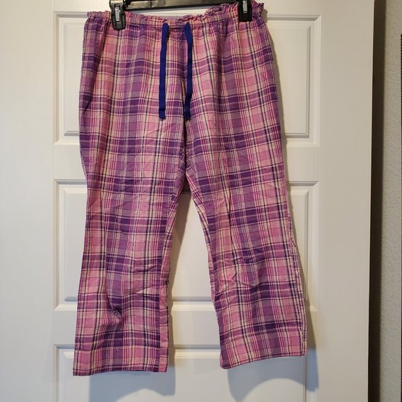 Gap Body XS Pink Plaid Elastic/Drawstring Waist, Loose Leg Capri PJ Pants - Picture 2 of 9